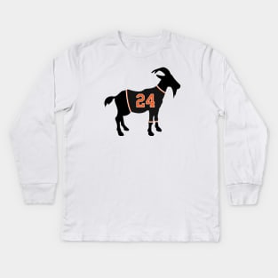 Willie Mays  GOAT Kids Long Sleeve T-Shirt